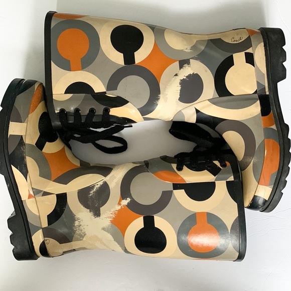 Coach Periwinkle Monogram C Rain Boots Size 9